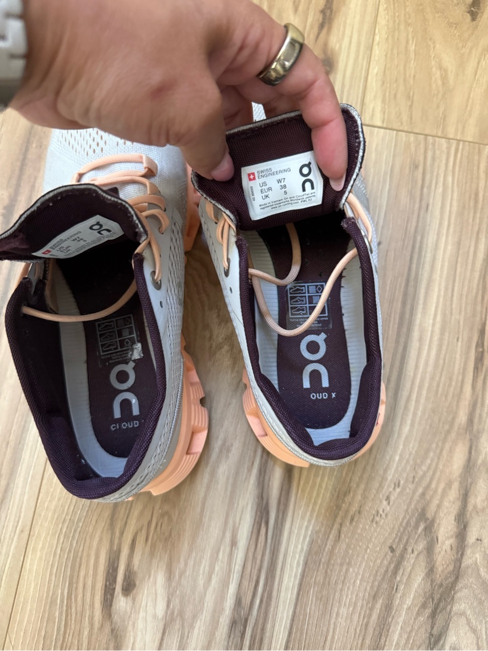 On Cloud X Sneaker in Silver & Almond - Picture 8 of 10